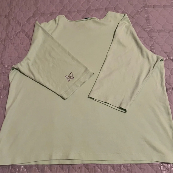 THE QUACKER FACTORY~GREEN BLOUSE~1X - Picture 2 of 8